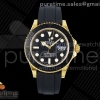 JQF 롤렉스 요트마스터 옐로우골드 텅스텐(Cu-W) 42미리 블랙다이얼 블랙러버스트랩  Yacht-Master 42mm 226658 YG JQF 1:1 Best Edition 3D Black Ceramic Bezel on Oysterflex Strap VR3235 (Weighted)