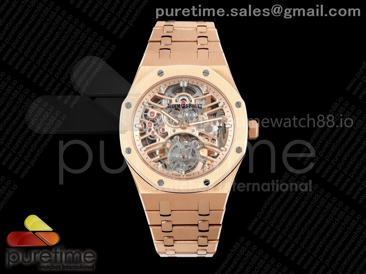 APPF 오데마피게 로얄오크 뚜르비옹 26735 로즈골드 스켈레톤다이얼 스틸브레이슬릿 Royal Oak Skeleton Tourbillon RG 26735 APPF Best Edition on RG Bracelet