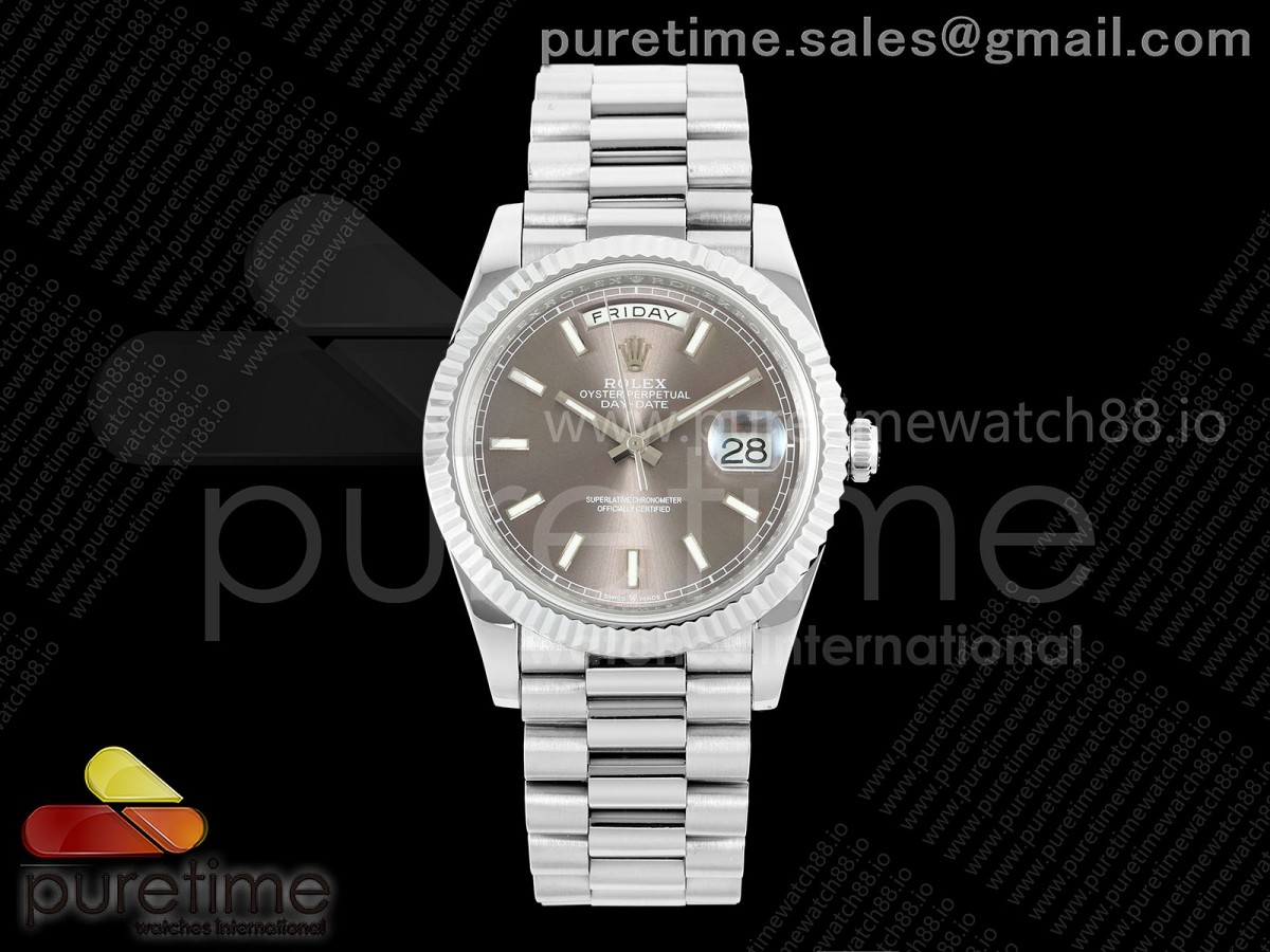 CBDF 롤렉스 데이데이트40 텅스텐(Cu-W) 그레이다이얼 스틸브레이슬릿 210g Day Date 40 SS CBDF 1:1 Best Edition Gray Stick Dial on President Bracelet VR3255 (210g)