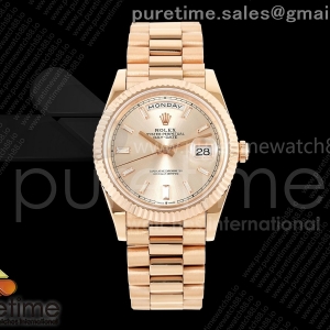 CBDF 롤렉스 데이데이트40 로즈골드 텅스텐(Cu-W) 로골바게트다이얼 스틸브레이슬릿 210g Day Date 40 RG CBDF 1:1 Best Edition RG Crystal Dial on President Bracelet VR3255 (210g)