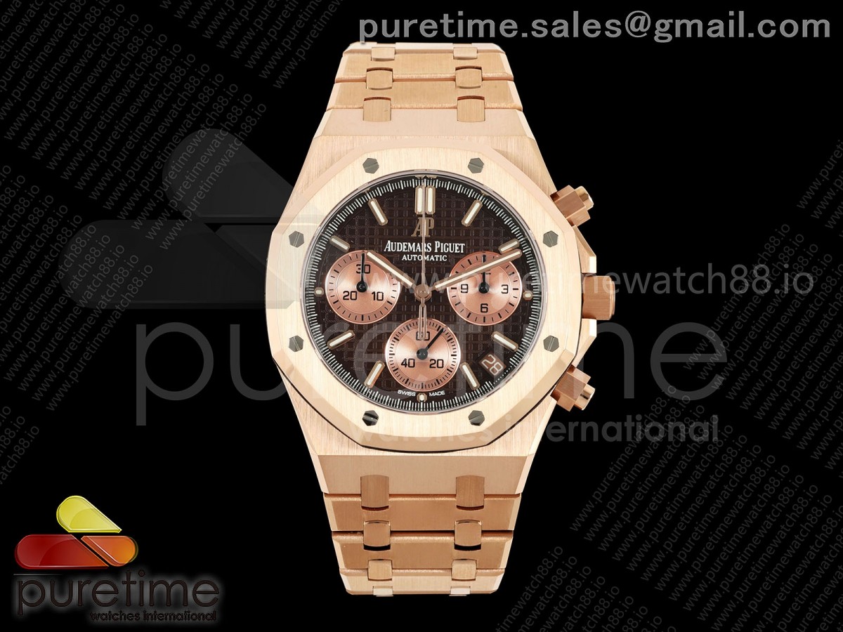 DDF 오데마피게 로얄오크 크로노 26240 텅스텐(Cu-W) 로즈골드 브라운다이얼 스틸브레이슬릿 205g Royal Oak Chrono 26240 RG DDF 1:1 Best Edition Brown Dial on RG Bracelet DD4401 Super Clone (SW Dial)