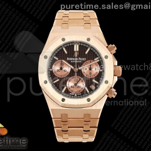 DDF 오데마피게 로얄오크 크로노 26240 텅스텐(Cu-W) 로즈골드 브라운다이얼 스틸브레이슬릿 205g Royal Oak Chrono 26240 RG DDF 1:1 Best Edition Brown Dial on RG Bracelet DD4401 Super Clone (SW Dial)
