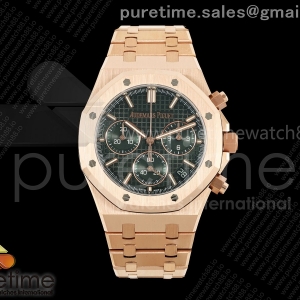 DDF 오데마피게 로얄오크 크로노 26240 로즈골드 텅스텐(Cu-W) 그린다이얼 스틸브레이슬릿 205g  Royal Oak Chrono 26240 RG DDF 1:1 Best Edition Green Dial on RG Bracelet DD4401 Super Clone (SW Dial)
