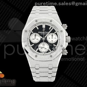 DDF 오데마피게 로얄오크 크로노 26240 프러스티드 텅스텐(Cu-W) 블랙/화이트다이얼 스틸브레이슬릿 205g  Royal Oak Chrono 26240 Frosted SS DDF 1:1 Best Edition Black/White Dial on SS Bracelet DD4401 Super Clone (SW Dial)