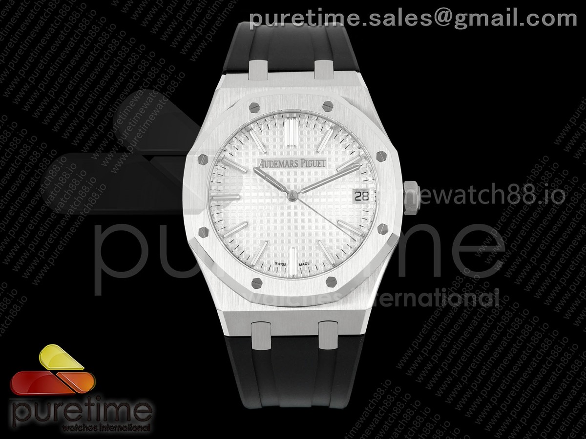 DDF 오데마피게 로얄오크 15510 화이트다이얼 블랙러버스트랩 Royal Oak 41mm 15510 SS DDF 1:1 Best Edition White Dial on Black Rubber Strap DD4302 Super Clone