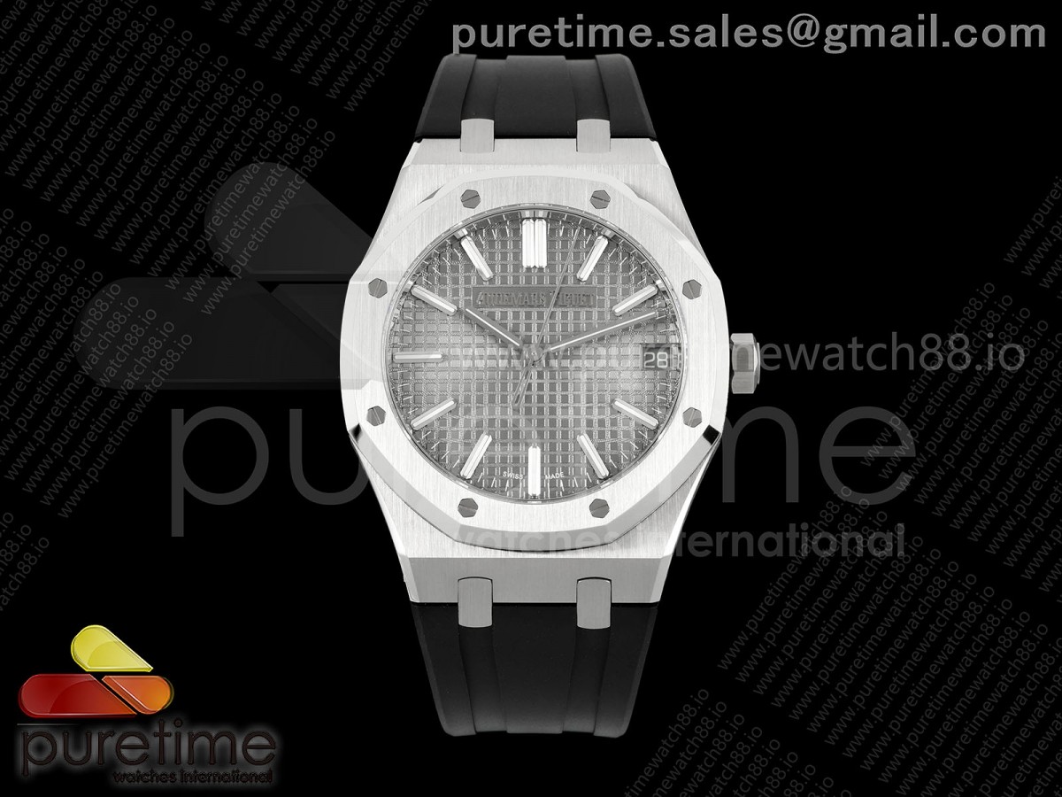 DDF 오데마피게 로얄오크 15510 그레이다이얼 블랙러버스트랩 Royal Oak 41mm 15510 SS DDF 1:1 Best Edition Gray Dial on Black Rubber Strap DD4302 Super Clone