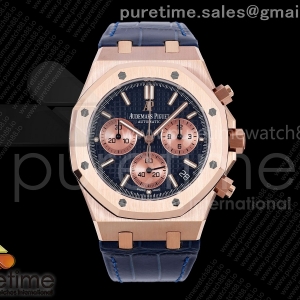DDF 오데마피게 로얄오크 크로노 26240 텅스텐(Cu-W) 로즈골드 블루/로골다이얼 블루가죽스트랩 158g Royal Oak Chrono 26240 RG DDF 1:1 Best Edition Blue/RG Dial on Blue Leather Strap DD4401 Super Clone (SW Dial)elet DD4401 Super Clone (SW Dial)