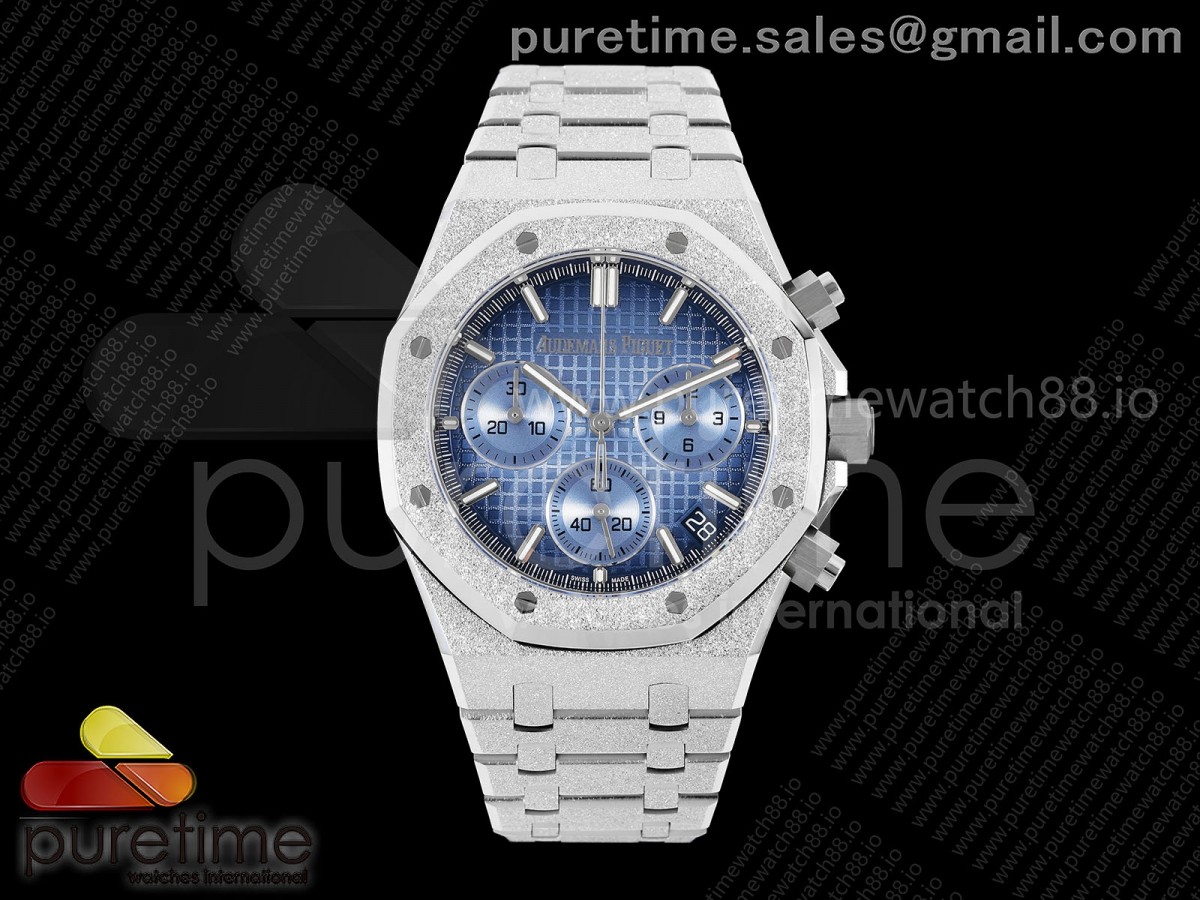 DDF 오데마피게 로얄오크 크로노 26240 프러스티드 텅스텐(Cu-W) 아이스블루다이얼 스틸브레이슬릿 205g  Royal Oak Chrono 26240 Frosted SS DDF 1:1 Best Edition Ice Blue Dial on Bracelet DD4401 Super Clone (SW Dial)