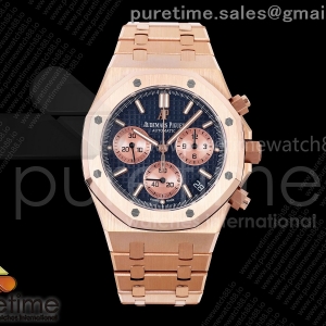DDF 오데마피게 로얄오크 크로노 26240 텅스텐(Cu-W) 로즈골드 블루/로골다이얼 스틸브레이슬릿 205g Royal Oak Chrono 26240 RG DDF 1:1 Best Edition Blue/RG Dial on RG Bracelet DD4401 Super Clone (SW Dial)