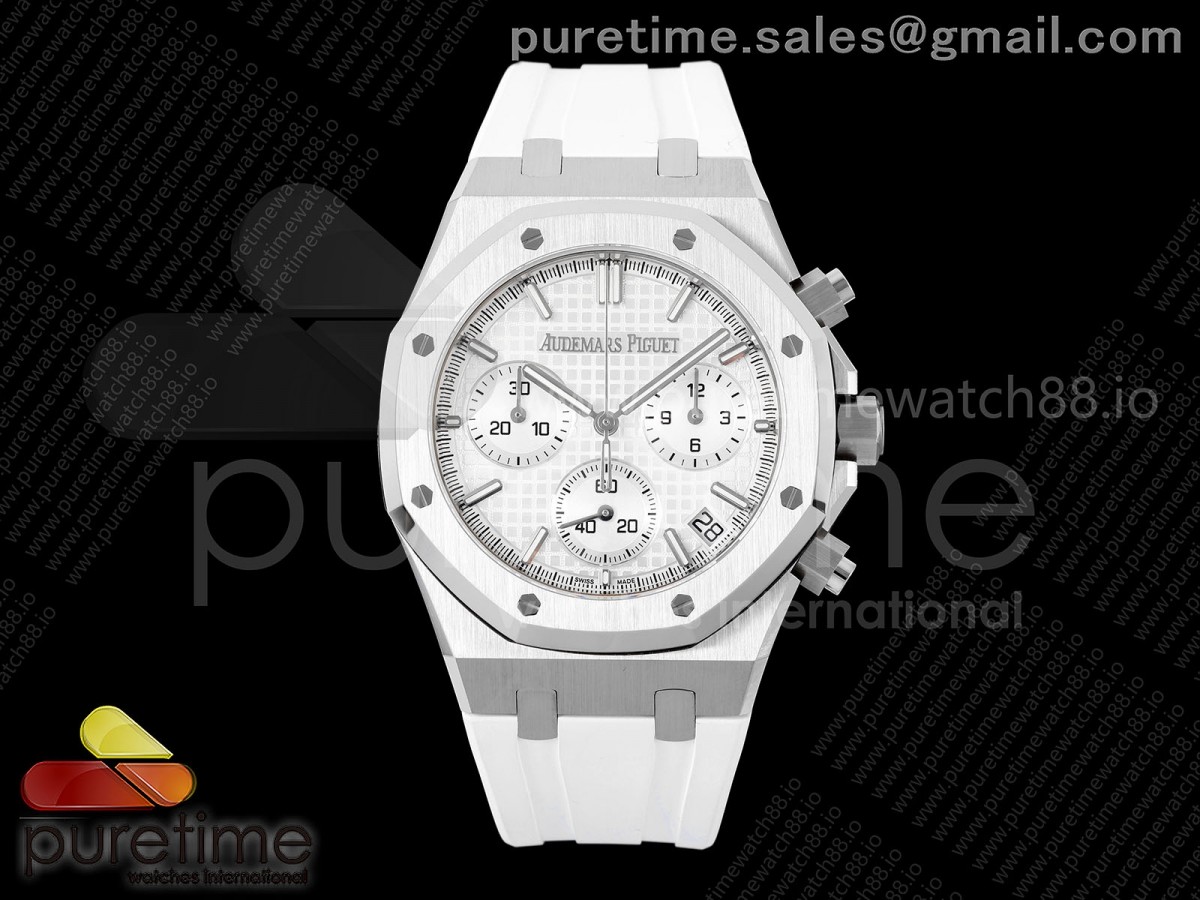 DDF 오데마피게 로얄오크 크로노 26420 SW화이트다이얼 화이트러버스트랩 Royal Oak Chrono 26240 SS DDF 1:1 Best Edition White Dial on White Rubber Strap DD4401 Super Clone (SW Dial)