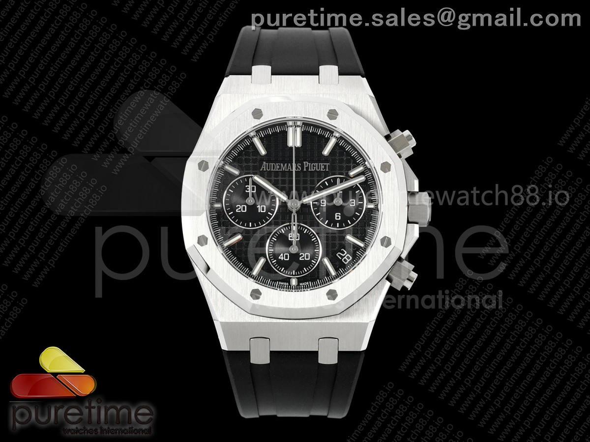 DDF 오데마피게 로얄오크 크로노 26420 SW블랙다이얼 블랙러버스트랩 Royal Oak Chrono 26240 SS DDF 1:1 Best Edition Black Dial on Rubber Strap DD4401 Super Clone (SW Dial)