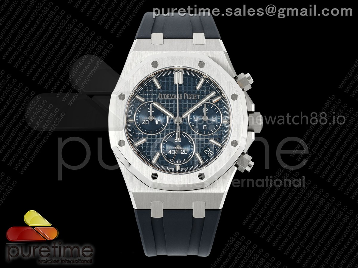 DDF 오데마피게 로얄오크 크로노 26420 SW블루다이얼 블루러버스트랩 Royal Oak Chrono 26240 SS DDF 1:1 Best Edition Blue Dial on Rubber Strap DD4401 Super Clone (SW Dial)