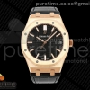 DDF 오데마피게 로얄오크 15500 로즈골드 텅스텐(Cu-W) 블랙다이얼 블랙가죽스트랩 Royal Oak 41mm 15500 RG DDF 1:1 Best Edition Black Dial on Black Leather Strap DD4302 Super Clone (Weighted) Clone (Weighted)