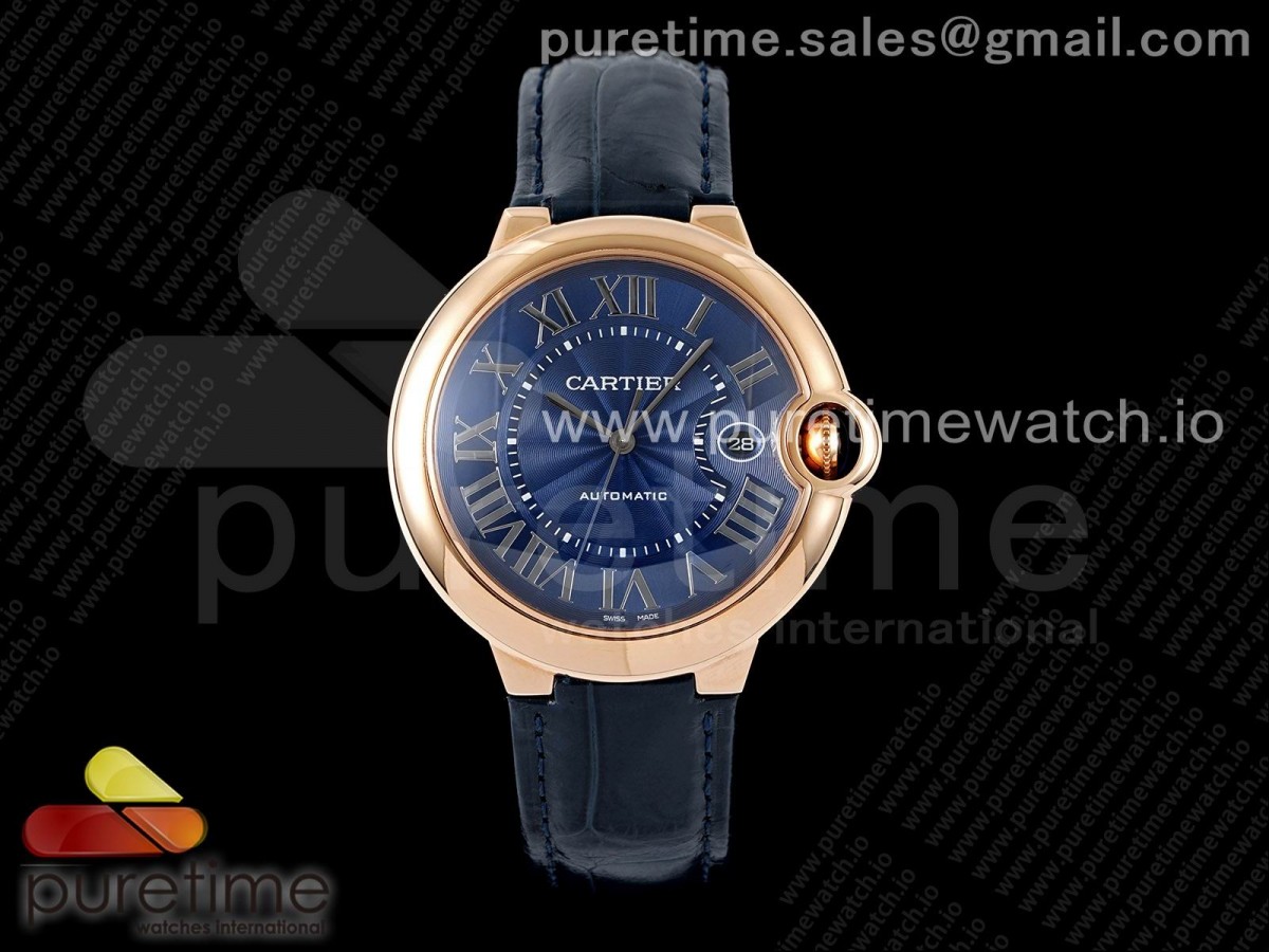 AF 발롱블루 42미리 블루다이얼 로즈골드 엘리스트랩,Ballon Bleu 42mm RG AF 1:1 Best Edition Blue Textured Dial on Blue Leather Strap A2824