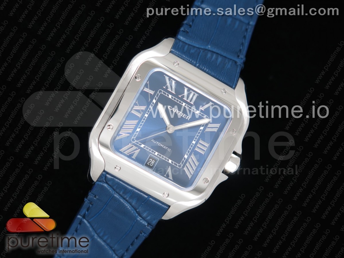 V6F 산토스 드 까르띠에 블루다이얼 라지 40미리 블루 가죽스트랩 Santos de Cartier 40mm 2018 V6F 1:1 Best Edition Blue Dial on Blue Leather Strap MIYOTA 9015