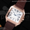 V6F 산토스 드 까르띠에 로즈골드 금통 라지 40미리 가죽스트랩 Santos de Cartier 40mm RG V6F 1:1 Best Edition White Dial on Brown Leather Strap MIYOTA 9015