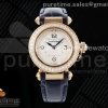 AF 까르띠에 파샤 30미리 로즈골드 화이트다이얼 다이아베젤 블루가죽스트랩 Pasha 30mm RG AF 1:1 Best Edition White Textured Dial Diamonds Bezel on Deep Blue Leather Strap Jaq Quartz