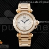 AF 까르띠에 파샤 30미리 로즈골드 다이아베젤 화이트다이얼 스틸브레이슬릿 Pasha 30mm RG AF 1:1 Best Edition White Textured Dial Diamonds Bezel on RG Bracelet Jaq Quartz