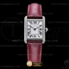 K11F 까르띠에 탱크 머스트 22mm 스몰 다이아베젤 화이트다이얼 와인가죽스트랩 Cartier Tank Must Small Dia Red SS/LE Wht K11 Sw Qtz