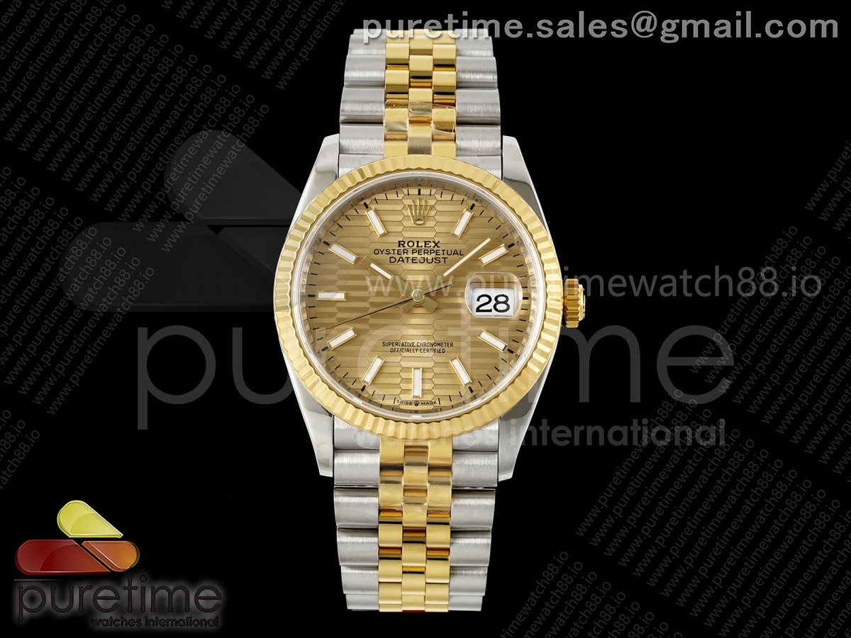 (NEW) VSF 롤렉스 데이저스트36 옐로우골드콤비 골드텍스쳐다이얼 스틸브레이슬릿  DateJust 36 SS/YG 126233 VSF 1:1 Best Edition 904L Steel YG Textured Dial on Jubilee Bracelet VS3235