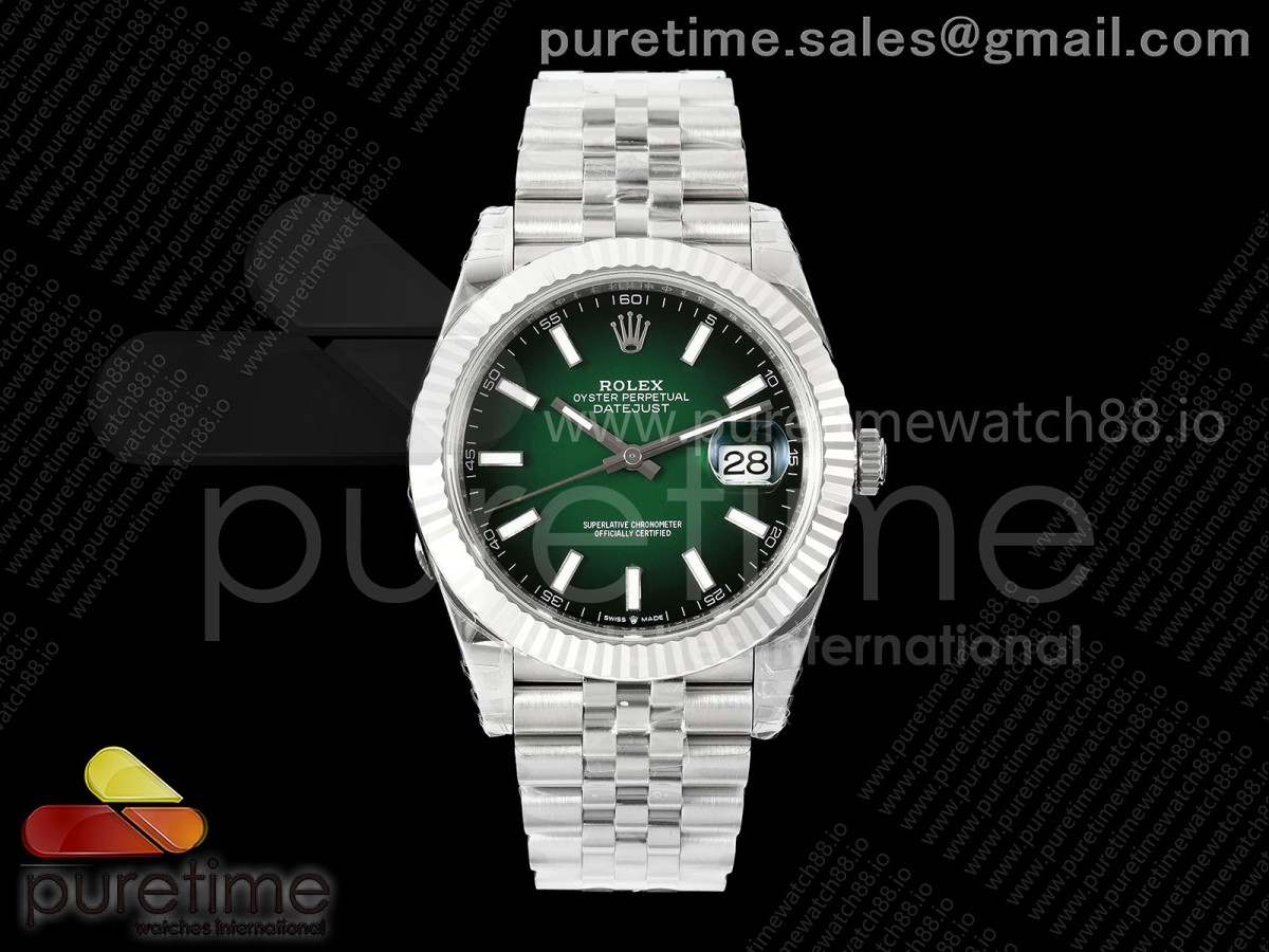 VSF V2S 롤렉스 데이저스트41 그린옴브레다이얼 스틸브레이슬릿 프리스프렁 133g DateJust 41 126334 904L SS VSF 1:1 Best Edition Green Ombre Dial on Jubilee Bracelet VS3235v2 V2s (133g)