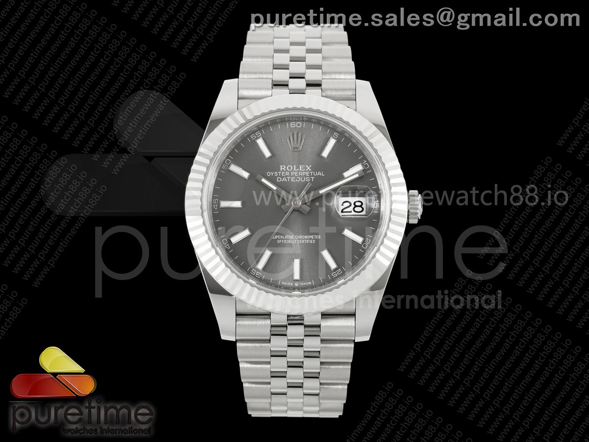 VSF V2S 롤렉스 데이저스트41 그레이다이얼 스틸브레이슬릿 프리스프렁 133g  DateJust 41 126334 904L SS VSF 1:1 Best Edition Gray Stick Dial on Jubilee Bracelet VS3235v2 V2s (133g)