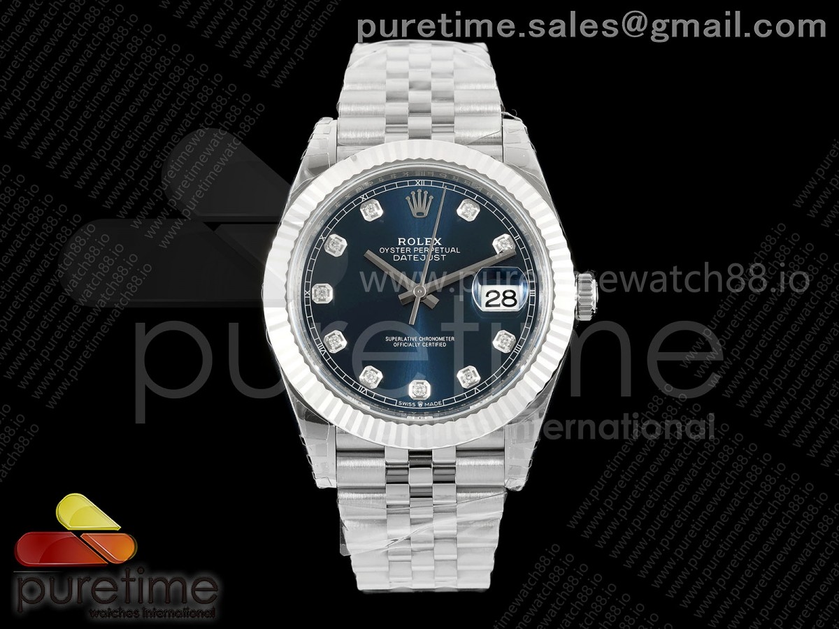 VSF V2S 롤렉스 데이저스트41 블루텐포인트다이얼 스틸브레이슬릿 프리스프렁 133g DateJust 41 126334 904L SS VSF 1:1 Best Edition Blue Diamonds Dial on Jubilee Bracelet VS3235v2 V2s (133g)