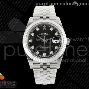 VSF V2S 롤렉스 데이저스트41 블랙텐포인트다이얼 스틸브레이슬릿 프리스프렁 133g  DateJust 41 126334 904L SS VSF 1:1 Best Edition Black Diamonds Dial on Jubilee Bracelet VS3235v2 V2s (133g)
