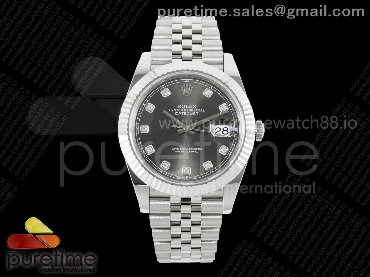 VSF V2S 롤렉스 데이저스트41 그레이텐포인트다이얼 스틸브레이슬릿 프리스프렁 133g DateJust 41 126334 904L SS VSF 1:1 Best Edition Gray Diamonds Dial on Jubilee Bracelet VS3235v2 V2s (133g)