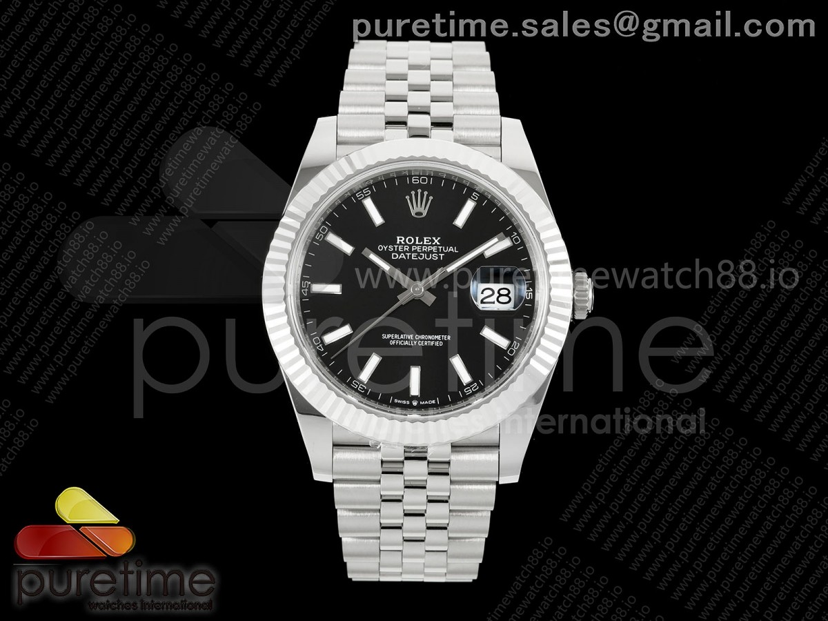 VSF V2S 롤렉스 데이저스트41 블랙다이얼 스틸브레이슬릿 프리스프렁 133g  DateJust 41 126334 904L SS VSF 1:1 Best Edition Black Stick Dial on Jubilee Bracelet VS3235v2 V2s (133g)