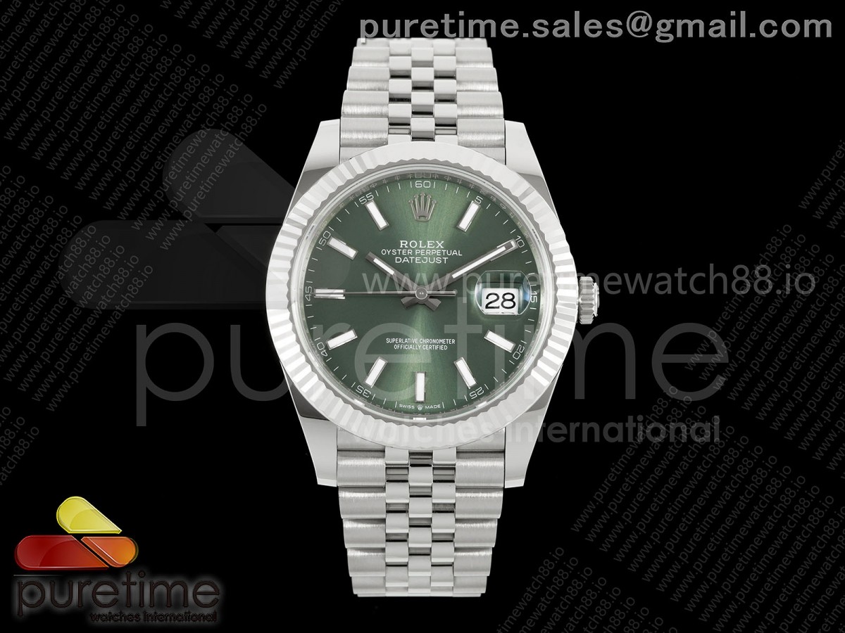VSF V2S 롤렉스 데이저스트41 그린다이얼 스틸브레이슬릿 프리스프렁 133g DateJust 41 126334 904L SS VSF 1:1 Best Edition Green Stick Dial on Jubilee Bracelet VS3235v2 V2s (133g)