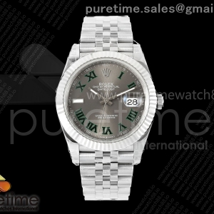 VSF V2S 롤렉스 데이저스트41 슬레이트로만다이얼 스틸브레이슬릿 프리스프렁 윔블던 133g DateJust 41 126334 904L SS VSF 1:1 Best Edition Gray Dial Green Roman on Jubilee Bracelet VS3235v2 V2s (133g)