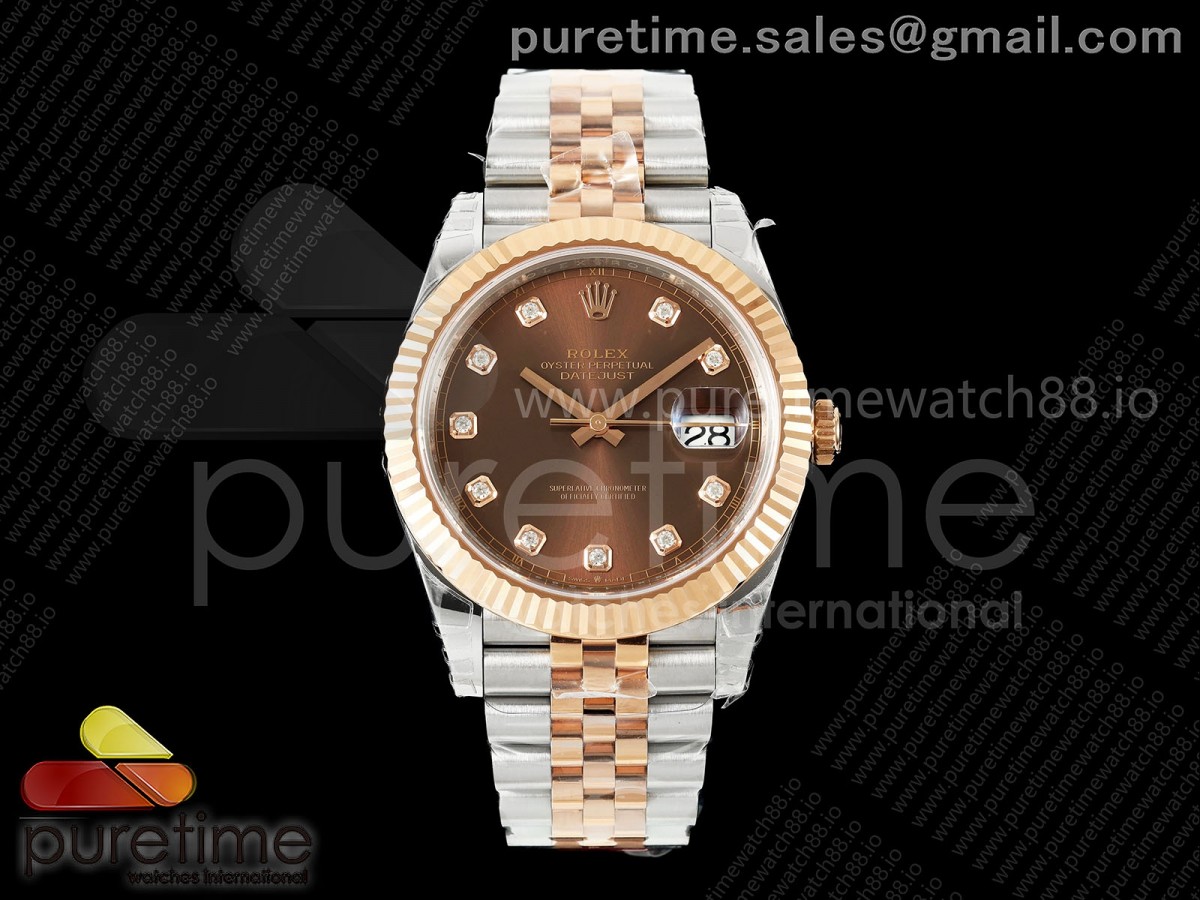 VSF V2 롤렉스 데이저스트41 로즈골드콤비 브라운텐포인트다이얼 스틸브레이슬릿  DateJust 41 126331 SS/RG VSF 1:1 Best Edition Brown Diamonds Dial on Jubilee Bracelet VS3235 V2