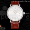 V7F IWC 포르토피노 37미리 화이트다이얼 다이아베젤 딥브라운가죽스트랩 Portofino 37mm SS V7F 1:1 Best Edition White Dial Diamonds Bezel on Brown Leather Strap A2892