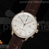 ZF IWC 포르투기저 크로노그래프 로즈골드 화이트다이얼 브라운가죽스트랩 Portuguese Chrono IW371480 ZF 1:1 Best Edition on Brown Leather Strap A7750 (Same Thickness as Genuine)