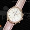 ZF IWC 포르투기저 크로노그래프 로즈골드 화이트다이얼 다이아베젤 6컬러가죽스트랩 Portuguese Chrono IW3714 RG ZF White Dial Diamonds Inner Bezel on 6 Colors Leather Strap A7750 (Same Thickness as Genuine)
