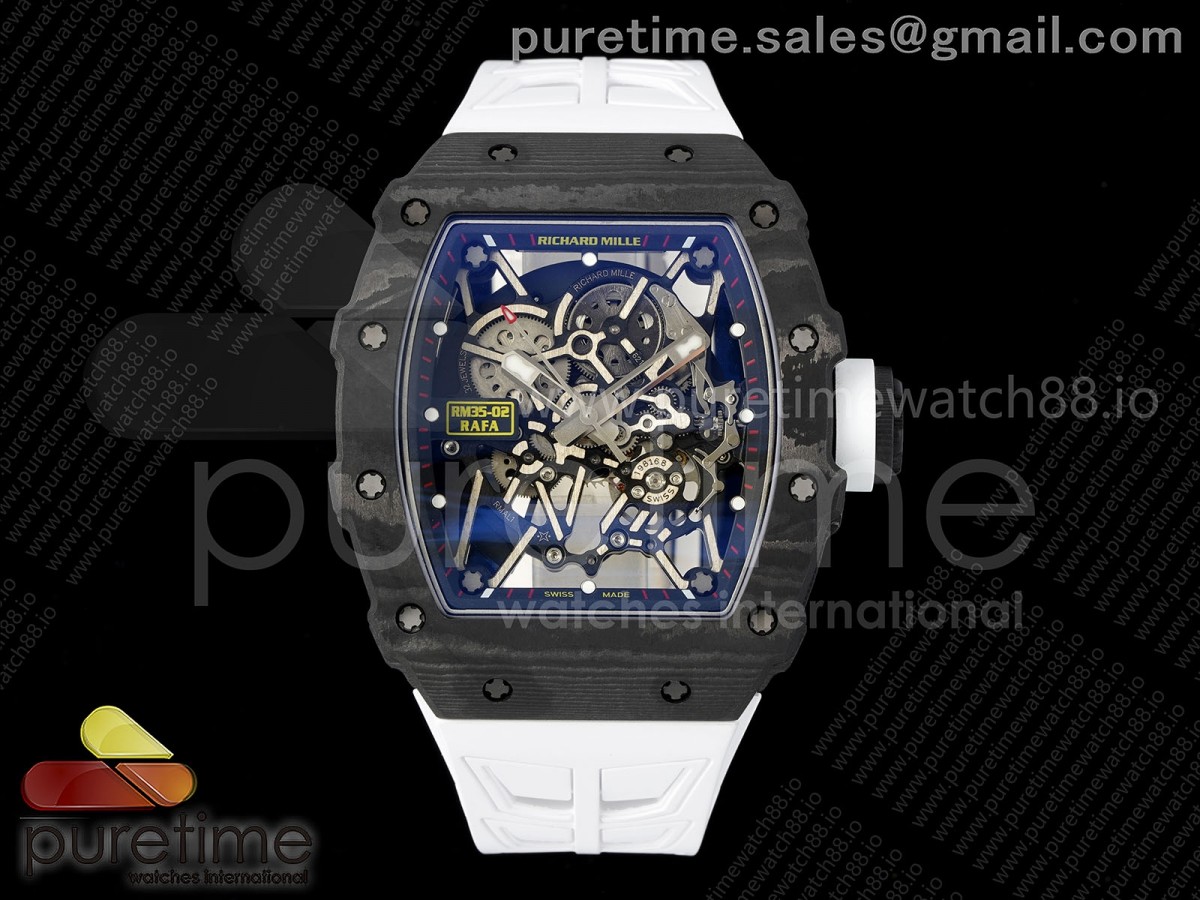 ZF V7 리차드밀 RM035-02 리얼 NTPT 스켈레톤다이얼 화이트러버스트랩 RM035-02 NTPT ZF 1:1 Best Edition Skeleton Dial on White Rubber Strap RMAL1 Super Clone V7