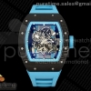 ZF V2 리차드밀 RM055 NTPT 카본케이스 블루스켈레톤다이얼 블러버스트랩 RM055 NTPT ZF 1:1 Best Edition Blue Bezel Blue Crown on Rubber Strap RMUL2 Super Clone V2