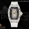 ZF 리차드밀 레이디 RM07 스노우다이아 화이트다이얼 화이트러버스트랩 RM07 Ladies Snow Diamonds SS ZF 1:1 Best Edition White Dial on White Rubber Strap CRMA2 Clone