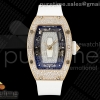 ZF 리차드밀 레이디 RM07 로즈골드 스노우다이아 화이트다이얼 화이트러버스트랩  RM07 Ladies Snow Diamonds RG ZF 1:1 Best Edition White Dial on White Rubber Strap CRMA2 Clone