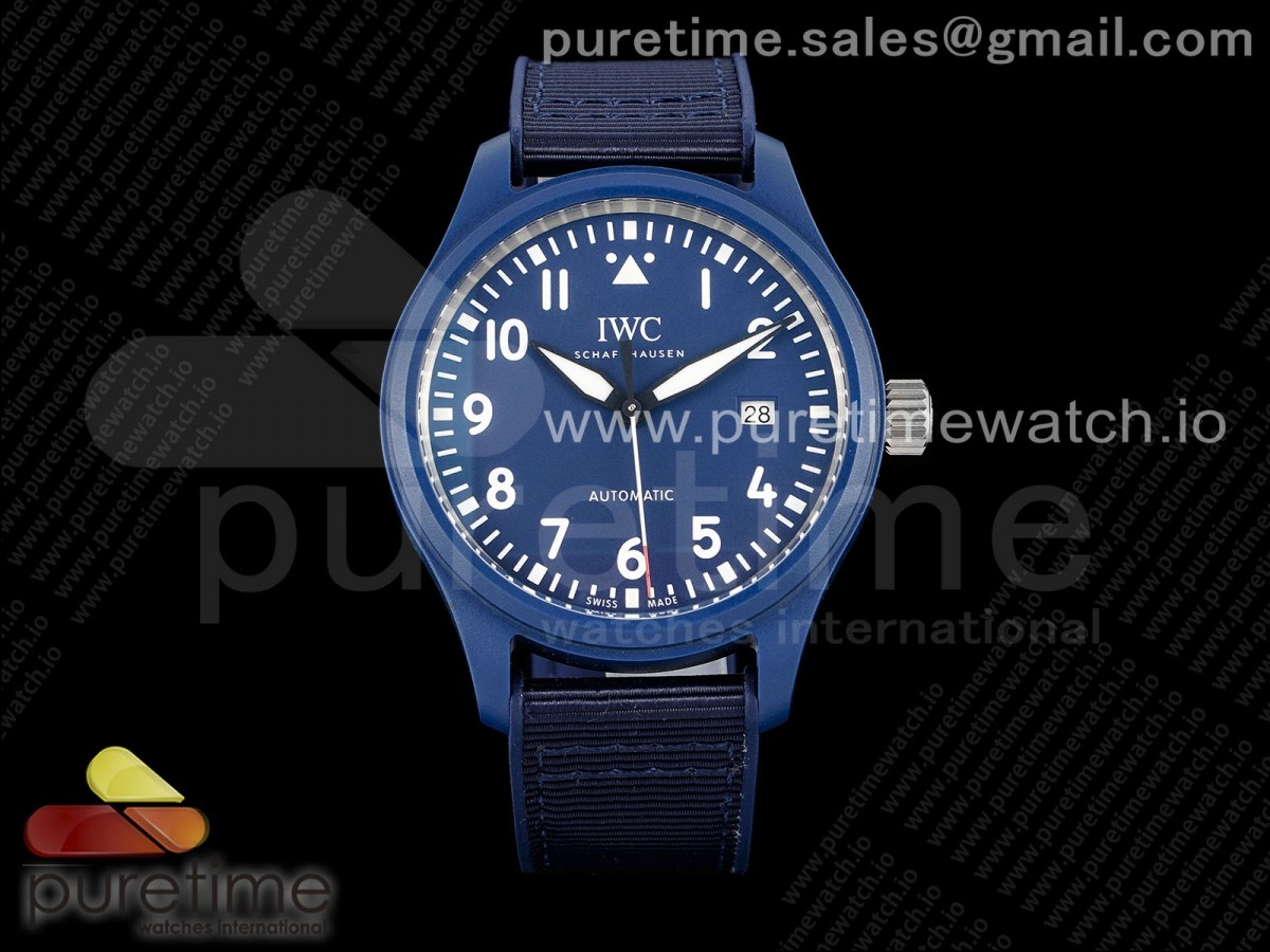 ZF IWC 파일럿 라우레우스 블루세라믹케이스 블루다이얼 블루나일론스트랩 Pilot’s Watch Laureus Blue Ceramic IW328101 ZF 1:1 Best Edition on Blue Nylon Strap