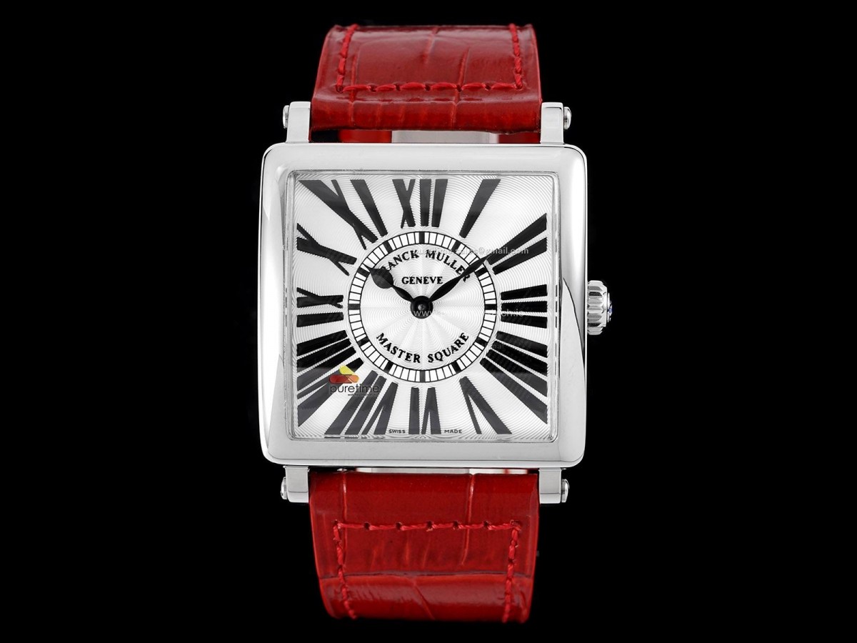 ZF 프랭크뮬러 마스터스퀘어 화이트다이얼 레드가죽스트랩 Master Square SS Ladies ZF 1:1 Best Edition White Black Roman Dial on Red Leather Strap Ronda Quartz