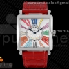 ZF 프랭크뮬러 마스터스퀘어 컬러풀로만다이얼 레드가죽스트랩 Master Square SS Ladies ZF 1:1 Best Edition White Colorful Roman Dial on Red Leather Strap Ronda Quartz