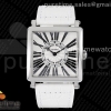ZF 프랭크뮬러 마스터스퀘어 화이트다이얼 화이트가죽스트랩 Master Square SS Ladies ZF 1:1 Best Edition White Black Roman Dial on White Leather Strap Ronda Quartz