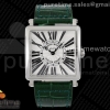 ZF 프랭크뮬러 마스터스퀘어 화이트다이얼 그린가죽스트랩 Master Square SS Ladies ZF 1:1 Best Edition White Black Roman Dial on Green Leather Strap Ronda Quartz