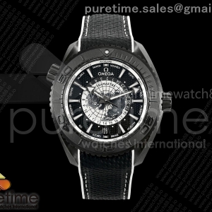 (NEW) VSF 오메가 씨마스터 플래닛오션 GMT 월드타이머 45.5미리 블랙세라믹 블랙/화이트다이얼 블랙러버스트랩 SPlanet Ocean 45.5mm GMT Worldtimer Real Ceramic VSF 1:1 Best Edition Black/White SA8938 Super Clone