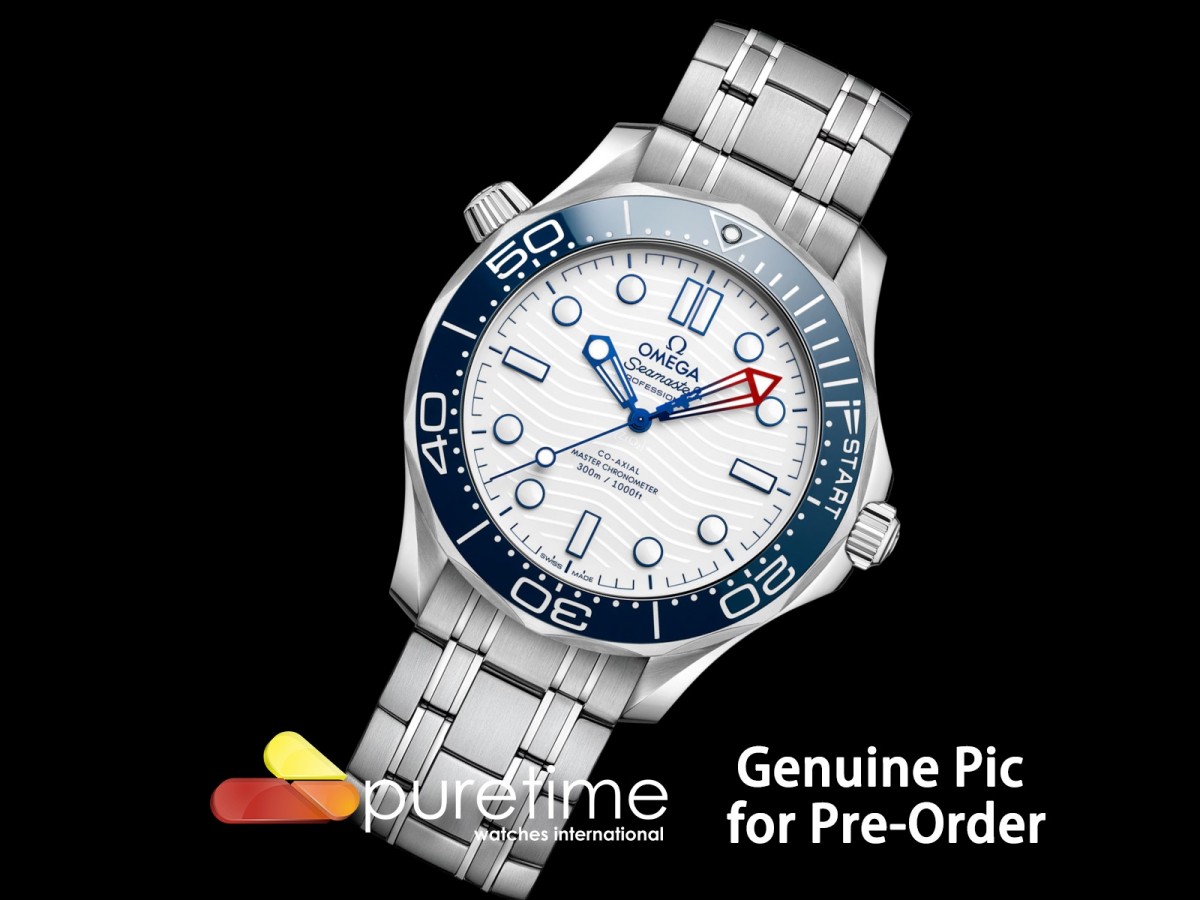 (NEW) VSF V4 오메가 씨마스터 다이버300 아메리칸컵 화이트다이얼 스틸브레이슬릿 Seamaster Diver 300M VSF 1:1 Best Edition America's Cup White Dial on SS Bracelet SA8800 Super Clone V4