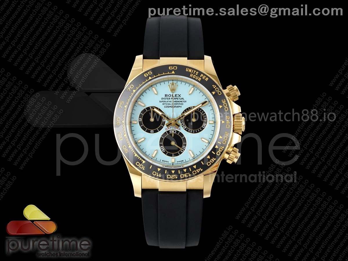 VSF V2 롤렉스 데이토나 텅스텐(Cu-W) 옐로우골드 티파니블루다이얼 블랙러버스트랩 137g Daytona 126518 VSF 1:1 Best Edition Tiffany Blue Dial on Oysterflex Strap VS4131 V2 (Weighted)