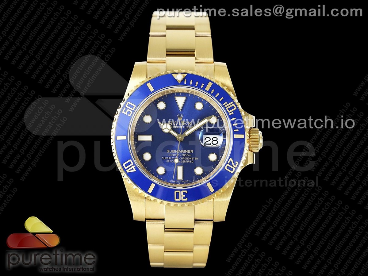 (NEW) VSF 롤렉스 서브마리너 옐로우골드 청금통 블루다이얼 스틸브레이슬릿  Submariner 116618 LB Blue Ceramic YG Plated 904L Steel VSF 1:1 Best Edition VS3135