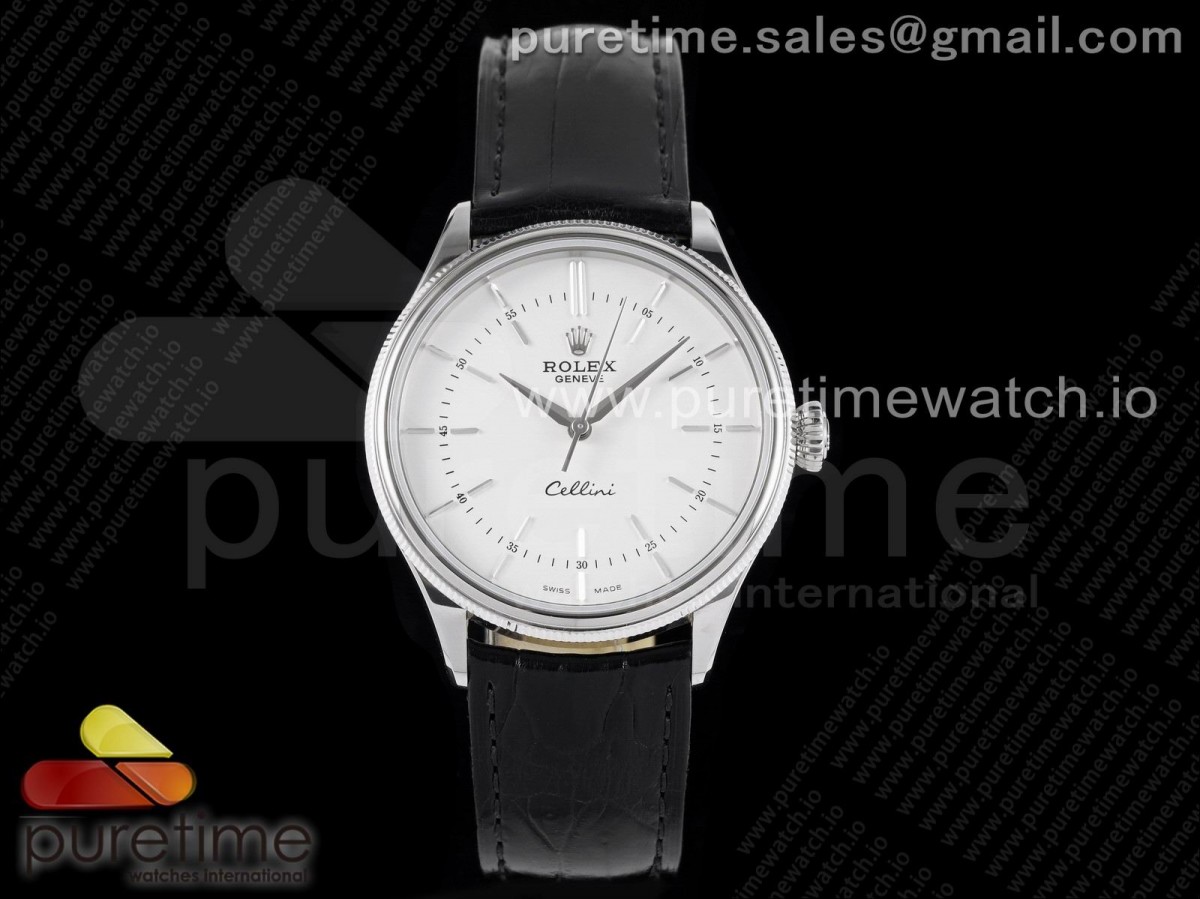KZF 롤렉스 셀리니 화이트다이얼 블랙가죽스트랩 Cellini SS KZF 1:1 Best Edition White Dial on Black Leather Strap
